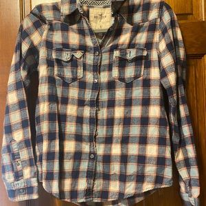 Hollister plaid long sleeve shirt - small